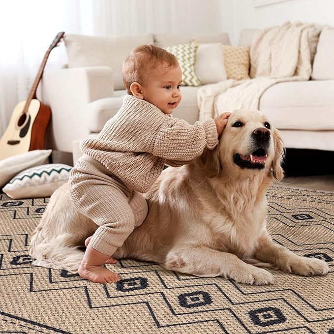 Tangsoo Easy Jute 2x3 Outdoor Rug,Non Slip Small Machine Washable Rug for Entryway,Ultra Thin Mat Boho Non Shedding Indoor Capet for Kitchen Bedroom Front Door Entrance