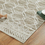 jinchan Moroccan 2x3 Rug for Entryway - Machine Washable Rug Modern Geometric Kitchen Soft Faux Wool Non-Slip Indoor Doormat Ultra-Thin Carpet for Entrance Bathroom Bedroom Living Room (2x3ft, Taupe)