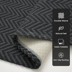3x5 Ft Braided Area Rug Washable Rugs for Entryway Throw Rugs with Rubber Backing Boho Door Mat Indoor Entrance Cotton Kitchen Mats Woven Front Door Carpet for Foyer Living Room, Black/Grey