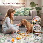 Lahome Purple Floral 9x12 Area Rug, Machine Washable Low Pile Nursery Girls Rug, Non-Slip Thin Carpet for Playroom Kids, Soft Boho Mat for Women Bedroom Decor