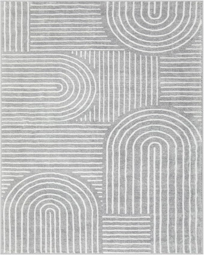 Lahome Abstract 8x10 Area Rugs for Living Room, Non Slip Bedroom Rug 8x10 Under Bed, Soft Grey Ultra-Thin Accent Carpet for Dining Room Office(8x10ft,Gray)