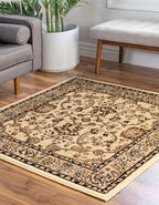 Unique Loom Sialk Hill Collection Area Rug - Washington (5' Square Ivory/Black)