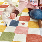 jinchan Macy Area Rug 8x10 Kids Washable Rug Indoor Floor Cover Non Slip Modern Soft Rug Playroom Diamond Carpet for Elementary School Classroom Nursery Daycare Living Room Bedroom Circus on Cream