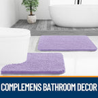 OLANLY Bathroom Rugs 47x20, Extra Soft Absorbent Chenille Bath Rugs, Rubber Backing Quick Dry, Machine Washable Bath Mats for Bathroom Floor, Tub and Shower, Home Decor Accessories, Lavender