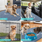 OLANLY Dog Door Mat for Muddy Paws 24x16, Paw Print Design, Absorbs Moisture and Dirt, Non-Slip Washable Doormat, Quick Dry Chenille Mud Mat, Entry Indoor Entryway Carpet, Airy Blue and White