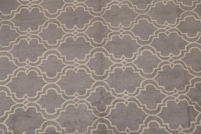 Modern Collection 8 x 8 Moroccan Trellis Area Rug, All-Over/Geometric Wool Carpet for Home Décor, Living Room, Dining Room, and Bedroom