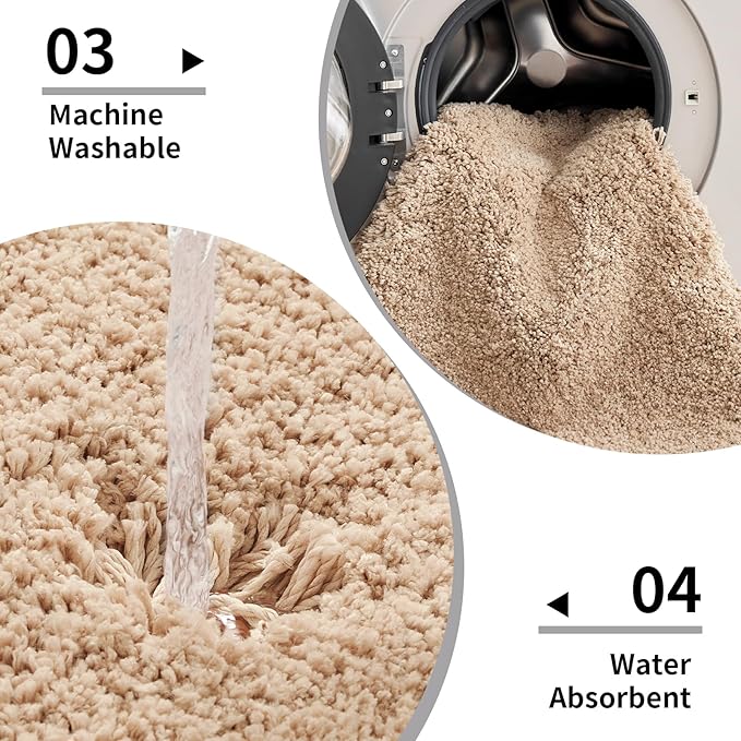 Beige Bathroom Runner Rug 24x70 Non Slip Fluffy Long Bath Mat for Bathroom Floor Washable Plush Luxury Large Bath Rug for Tub Absorbent Runner Rug for Bedside
