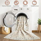 12x15 Area Rug Living Room: Washable Boho Large Neutral Vintage Soft Rug Stain Resistant Farmhouse Non Slip Indoor Floor Carpet for Bedroom Nursery Kids Playroom Office Dining Room- Cream Blue