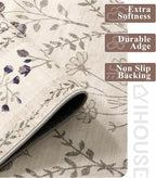 YIHOUSE 6x9 Washable Rug for Bedroom, Beige Floral Rugs for Living Room Non Slip Ultra-Thin Large Boho Rug for Kids Playroom, Classroom, Girls Dorm, Nursery, Beige Multi