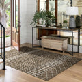 4x6 Machine Washable Area Rug for Living Room, Brown Vintage Moroccan Rug Large Non-Slip Low Pile Soft Faux Wool Carpet, Kids and Pets Friendly for Bedroom Dining Room Farmhouse Home Decor Rug