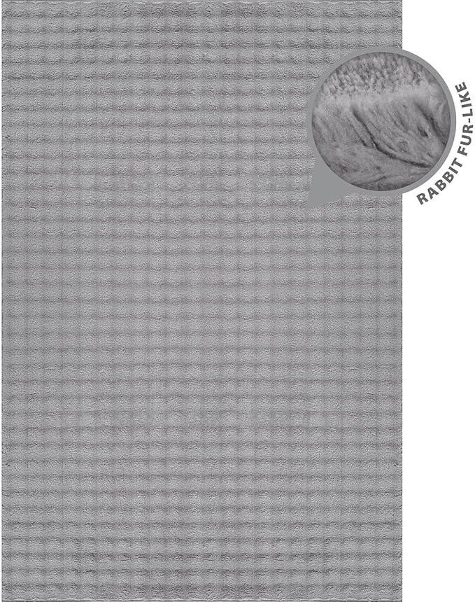 CAMILSON Modern Gray Non Slip Rug 4x6 Ultra Soft High Pile Area Rugs Non Skid Rubber Backing Durable & Easy to Clean Carpet for Living Room Bedroom Kids Room Indoor Use (4 x 6 Gray)