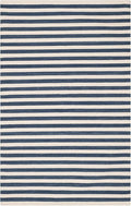 Home Conservatory Ladder Stripe Navy/Ivory Handwoven Wool 6 X 9 Feet, Blue/Ivory Stripe Pattern