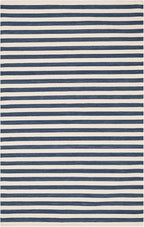 Home Conservatory Ladder Stripe Navy/Ivory Handwoven Wool 2.5 X 8 Feet, Blue/Ivory Stripe Pattern