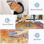 Lahome Modern Abstract Area Rug - 2x3 Small Kitchen Rug Washable Rugs for Entryway Colorful Bathroom Rug Non Slip, Rainbow Contemporary Front Indoor Doormat Floor Throw Carpet for Bedroom