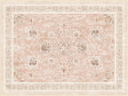 Phantoscope Washable Area Rug 9'x12' Non-Slip, Vintage Neutral Rugs for Living Room, Bedroom, Dining Room, Distressed Boho Floral Medallion Pattern, Low-Pile Foldable Floor Carpet, Soft Pink/Beige
