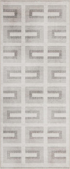 ReaLife Rugs Machine Washable Area Rug Runner - Living Room Bedroom Bathroom Kitchen Entryway Office - Non-Slip Baking Low Pile Stain Resistant Premium - Modern Geometric - Remi - Beige 2'6" x 6'