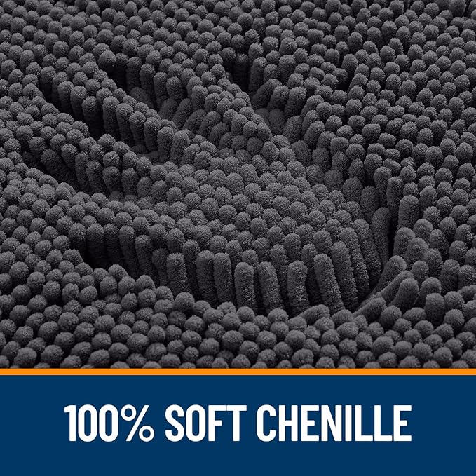 OLANLY Bathroom Rugs 59x35, Extra Soft Absorbent Chenille Bath Rugs, Rubber Backing Quick Dry, Machine Washable Bath Mats for Bathroom Floor, Tub and Shower, Home Decor Accessories, Dark Grey