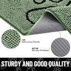 Smiry Dog Door Mat for Muddy Paws, Absorbent Dirt Trapper Non Slip Quick Dry Washable Chenille Mat for Mud Dogs, Entry Rug for Indoor and Outdoor (30x20 Inches, Olive Green and Black)