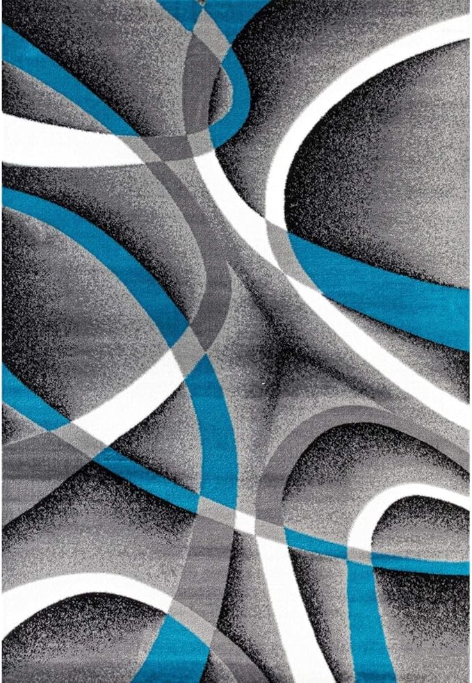 2305 Geometric Abstract Turquoise 5x7 Area Rugs for Living Room