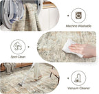 Abstract Rug 8x10 Large Living Room Rugs Neutral Modern Washable Area Rugs for Bedroom Dining Room Non-Slip Stain Resistant Foldable Thin Rug Brown Grey
