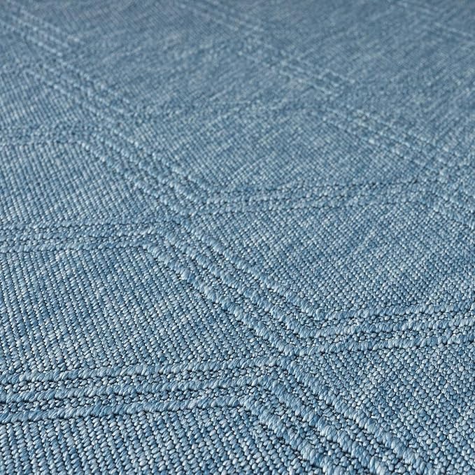 LUXE WEAVERS Modern Farmhouse Blue 8x10 Washable Area Rug, Anti-Slip Diamond Pattern Carpet