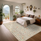 GarveeHome Boho 8x10 Area Rugs for Living Room, Floral Vintage Rugs for Bedroom with Soft Low Pile, Non Slip Stain Resistant Washable Rug 8x10 for Dining Room Camel Large Carpet for Office Playroom