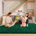 6x9 Dark Green Rugs for Living Room Bedroom, Fluffy Large Area Rug Soft Shag Non-Slip Carpet for Kids Boys and Girls Room Dorm Home Decor (6ft x 9ft)