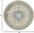 Unique Loom Salzburg Collection Classic Traditional Design Oriental Inspired Border Area Rug (8' 0 x 8' 0 Round, Beige/Blue)