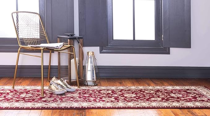 Unique Loom Voyage Collection Traditional Oriental Classic Intricate Design Area Rug (2' 0 x 8' 0 Runner, Red/Gold)