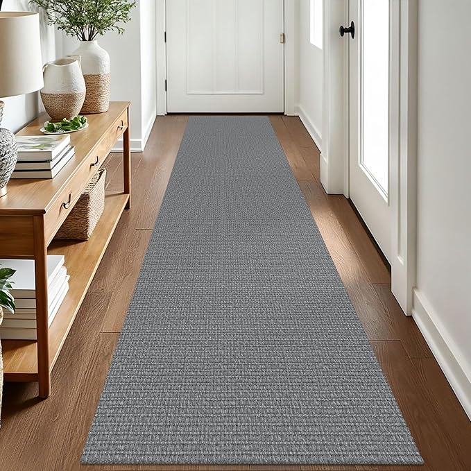 EARTHALL Washable Runner Rug 2x8 Ft Non Slip Runners for Hallways Cotton Rubber Backed Kitchen Runner Braided Indoor Floor Carpet Runners for Entryway, Hallway, Kitchen, Bedroom, Charcoal Gray