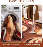 YIHOUSE Burnt Orange Rug 3x5 Washable,Farmhouse Brown Retro Carpets,Geometric Abstract Wavy Rug for Bedroom,Unique Colorful Rugs for Living Room,Dining Room,Bedside Rugs