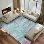 5x7 Abstract Area Rugs for Living Room, Modern Washable Indoor Rug for Bedroom, Thin Soft Large Non-Slip Carpet for Dining Room Home Office Farmhouse Decor - Abstract Green Red