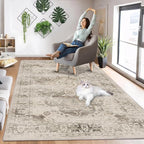 Washable Area Rugs for Living Room 4’x6’ Non Slip Low Pile Area Rugs for Bedroom Foldable Vintage Carpets