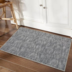 RUGSREAL Small Area Rug 2x3 Entryway Rug Washable Contemporary Bath Mat Modern Solid Indoor Throw Carpet Machine Washable Non-Slip Low-Pile Area Rug for Living Room Bedroom Laundry, 2' x 3' Grey