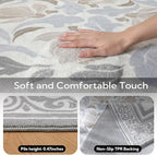 SOULFUL Medium Pile 8x10 Rugs for Living Room - Cozy Soft Underfoot Large Area Rug - Light Taupe Boho Floral - Washable Non-Slip - Perfect for Bedroom Kids Room Under Dining Table Office