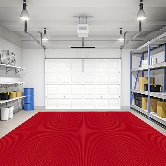 Ottomanson 6'6" x 28' Hallway Runner with Scraper Pile Extra Durable Non-Slip Rug Mat for Indoor & Outdoor Use - Ideal for Kitchen, Entryway, Patio & Garage - High-Traffic Carpet, Red