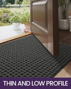DEXI Front Entryway Door Mat Non Slip 32x48, Washable Entry Way Mats Inside Entrance Low Profile, Welcome Doormat Dirt Trapper for House Floor Home Porter Hall Backdoor Area, Dark Grey