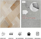 Minimalist Abstract Area Rug 3x4 Brown Boho, Modern Washable Stripe Art Rugs, Soft Non-Slip Low-Pile Carpet for Living Room, Bedroom, Kitchen, Dining Room, Pet Friendly, Non-Shedding, Beige