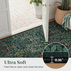 6x9 Area Rugs Living Room Rug - Floral Vintage Morris-Inspired Washable Carpet, Low Pile Non-Shedding Stain Resistance Boho Soft Carpet for Bedroom, Dining Room, Office, Farmhouse (6'x9' Dark Green)
