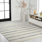 JONATHAN Y Williamsburg Minimalist Stripe Cream/Navy Indoor Area Rug, 8x10, Contemporary, Modern, Easy-Cleaning for Living Room, Bedroom, Kitchen, Pet Friendly, Non-Shedding (MOH201E-8)