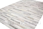 Cowhide Leather Rug for Living Room 4x6 Natural Leather Rug Modern Stripes Style Floor Carpet for Home Decor | Superior Indoor Area Rug Silver