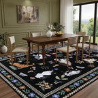 9x12 Area Rugs Living Room Rug: Vintage Washable Rug Floral Soft Carpet Indoor Floor Non-Slip Boho Stain Resistant Large Carpets for Bedroom Kids Nursery Dining Room Farmhouse Home Office Black/C01