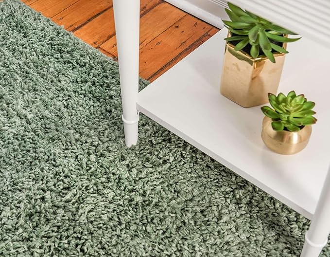Unique Loom Davos Shag Collection Area Rug - Solid (5' 3" x 8' Rectangle, Sage)