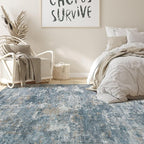 Nakagishi 5x7 Area Rugs Living Room: Washable Abstract Large Neutral Soft Rug Stain Resistant Modern Indoor Floor Non-Slip Carpet for Bedroom Nursery Kids Playroom Office Dining Room Dorm-Blue