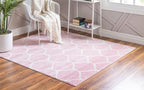 Rugs.com Lattice Frieze Collection Rug – 3' Square Light Pink Medium Rug Perfect for Living Rooms, Kitchens, Entryways