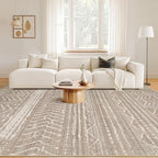 Nakagishi 12x15 Area Rug Living Room: Washable Boho Large Neutral Modern Soft Farmhouse Rugs Stain Resistant Indoor Floor Non-Slip Carpet for Bedroom Kids Playroom Office Dining Room- Dark Brown