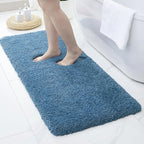 Blue Bathroom Runner Rug 24x70 Non Slip Fluffy Long Bath Mat for Bathroom Floor Washable Plush Luxury Large Bath Rug for Tub Absorbent Runner Rug for Bedside