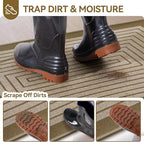 Front Door Mat 24''x35'', Absorbent Muddy Dirt Resist Washable Non Slip Low-Profile Indoor Doormat, Easy Clean Welcome Entryway Door Mats, Brown