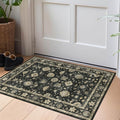 2x3 Washable Entry Rug - Small Entryway Area Rug Non-Slip Door Mat Indoor Entrance Charcoal Black Vintage Floral Kitchen Rug Low Pile Boho Throw Rugs for Entryway Bedroom Bathroom