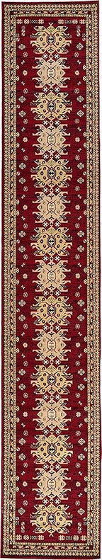 Unique Loom Taftan Collection Border Geometric Tribal Inspired Design Area Rug (2' 11 x 16' 5 Runner, Red/ Gold)